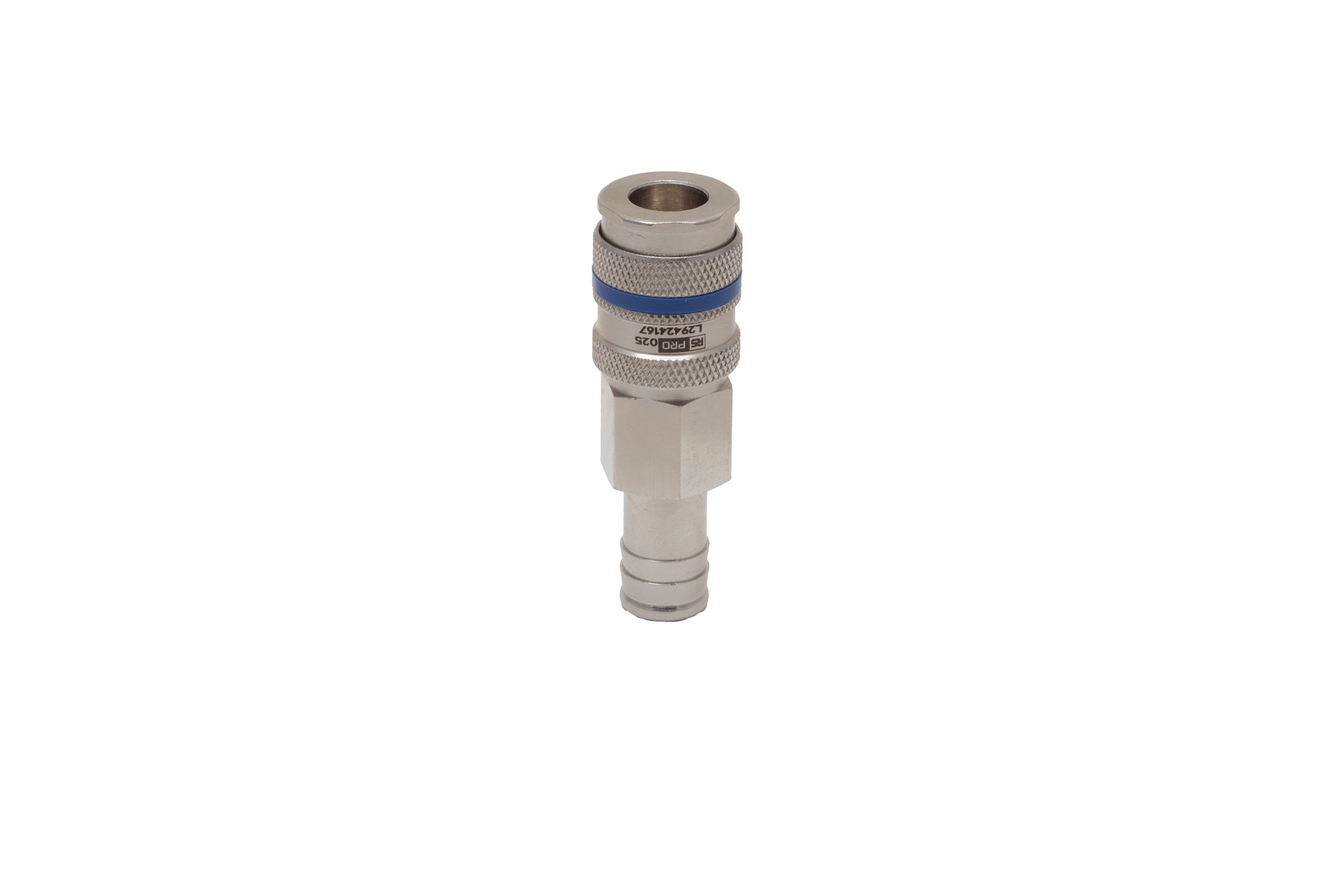 RS PRO Brass, Steel Female Pneumatic Quick Connect Coupling, 9mm Hose Barb