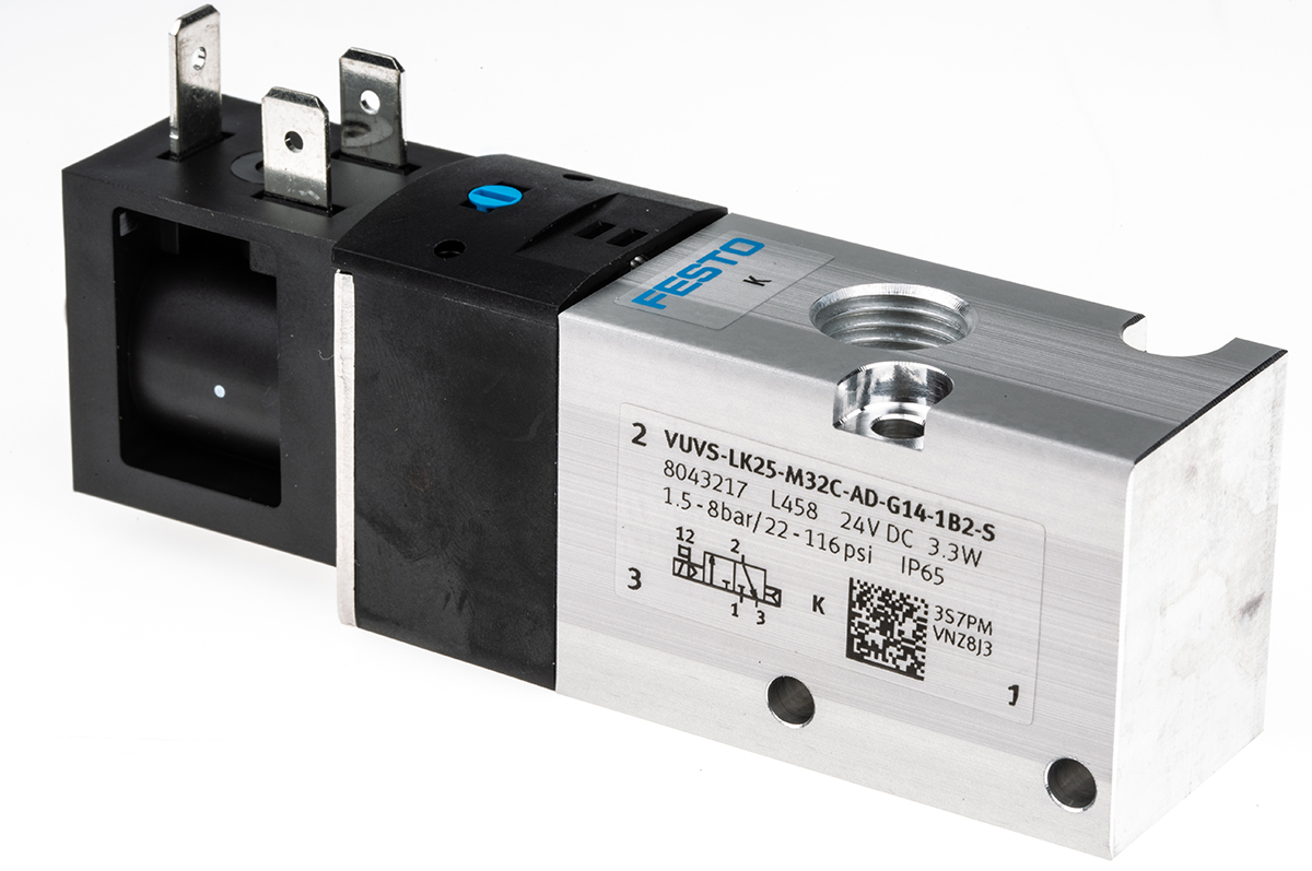 Festo 3/2 Solenoid Valve - Solenoid/Solenoid G 1/4 VUVS Series 24V dc, 8043217