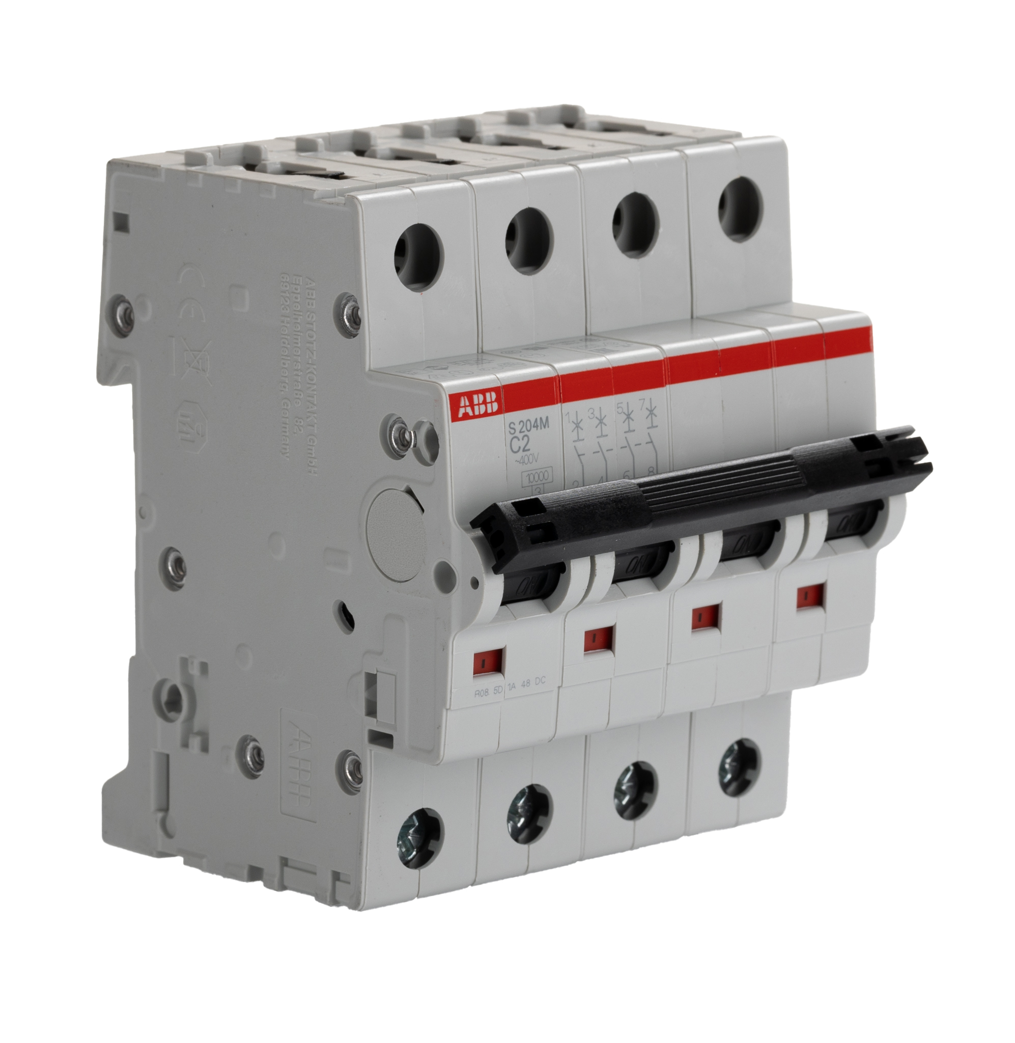 ABB System Pro M Compact S200M MCB, 4P, 2A Curve C, 440V AC, 125V DC, 25 kA Breaking Capacity