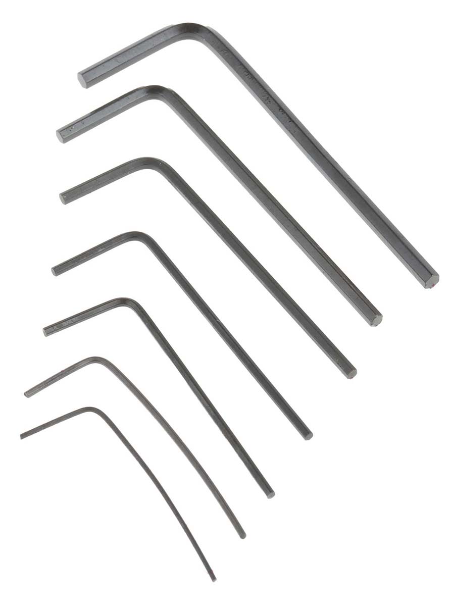 Facom 7 piece L Shape Imperial Hex Key Set, 0.028 - 0.035 - 0.050 - 3/64 - 1/16 - 5/64 - 3/32