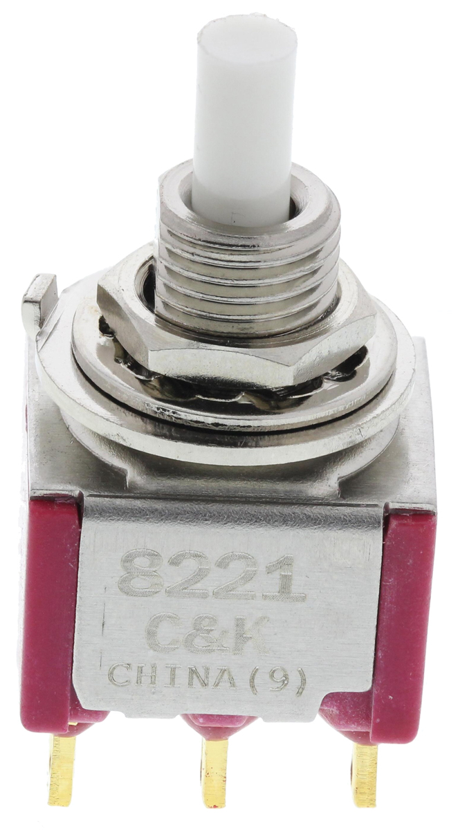 C & K Push Button Switch, Momentary, Panel Mount, DPDT