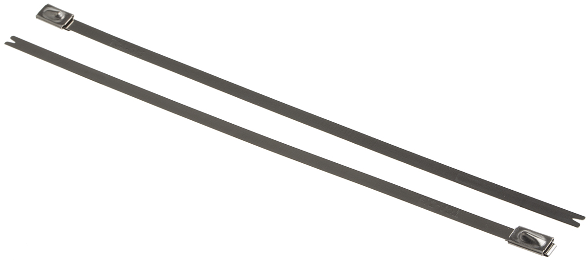 HellermannTyton Cable Tie, Roller Ball, 201mm x 4.6 mm, Metallic 316 Stainless Steel, Pk-100