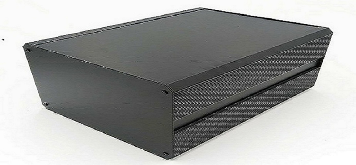 RS PRO Black Extruded Aluminium Heat Sink Case, IP40, Black Lid, 400 x 200 x 219mm
