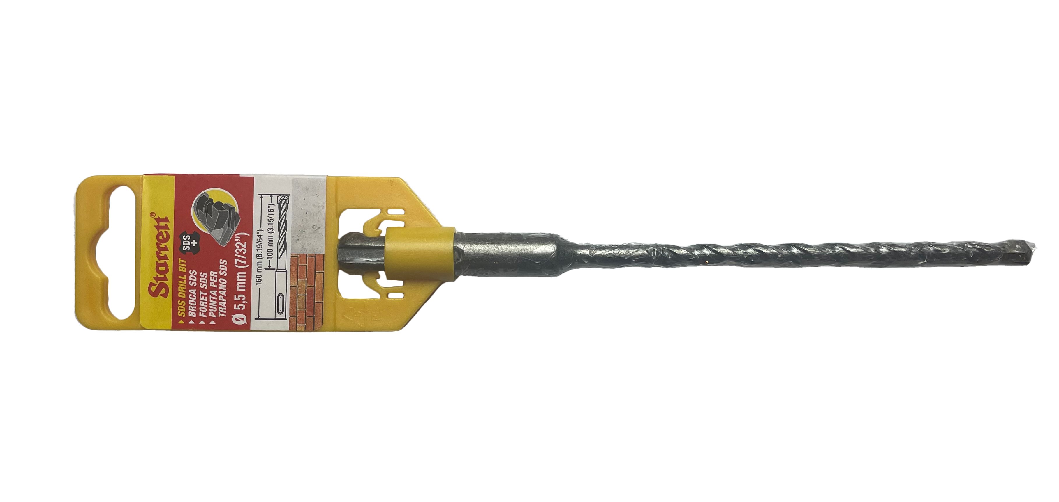 Starrett SDS Plus Series Carbide Tipped SDS Plus Drill Bit, 5.5mm Diameter, 160 mm Overall