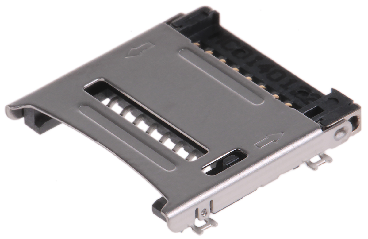 Molex, 47219 8 Way Hinged Micro SD Memory Card Connector With Solder Termination