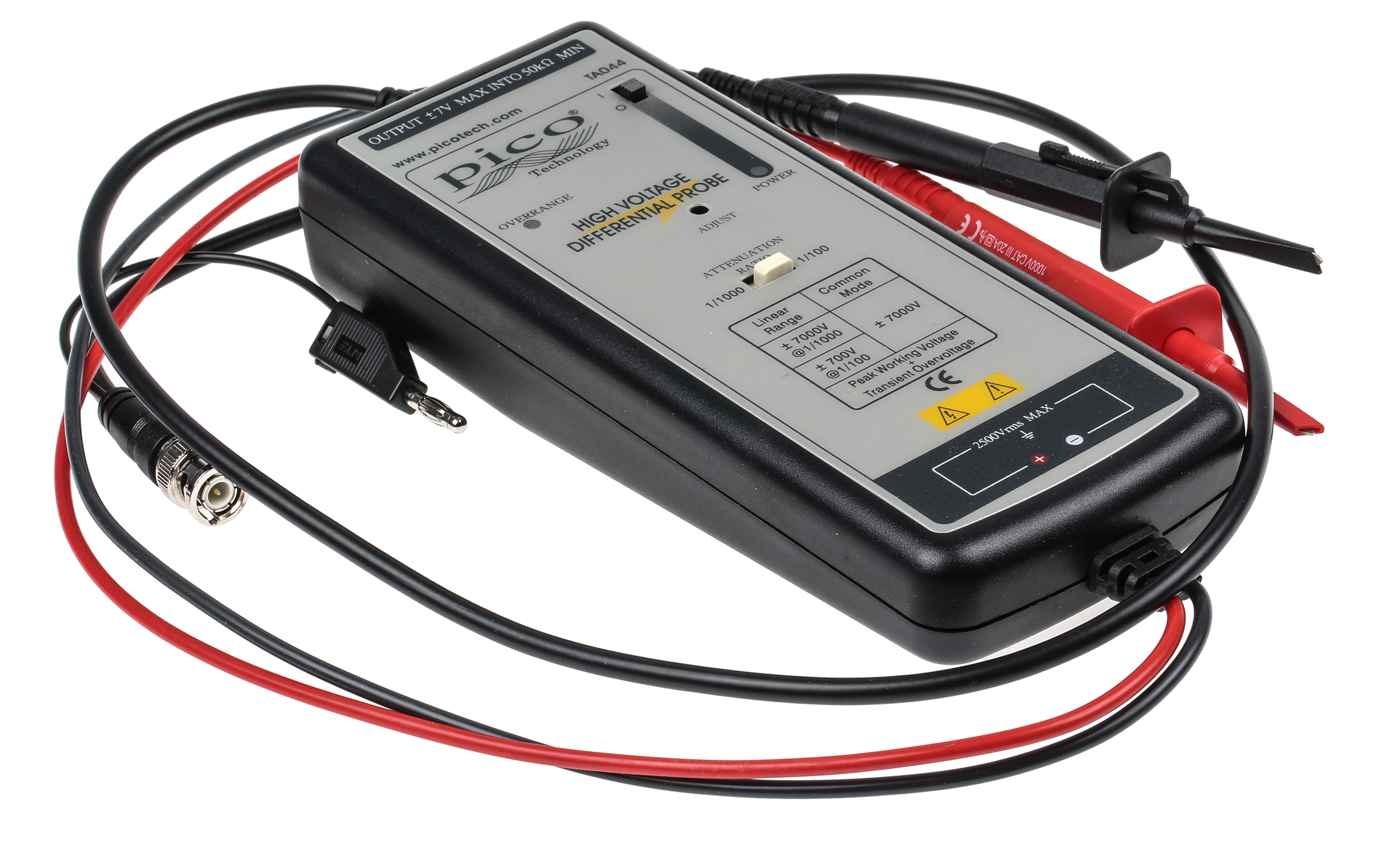 Pico Technology TA Series TA044 Oscilloscope Probe, Differential Type, 70MHz, 1:100, 1:1000, BNC Connector