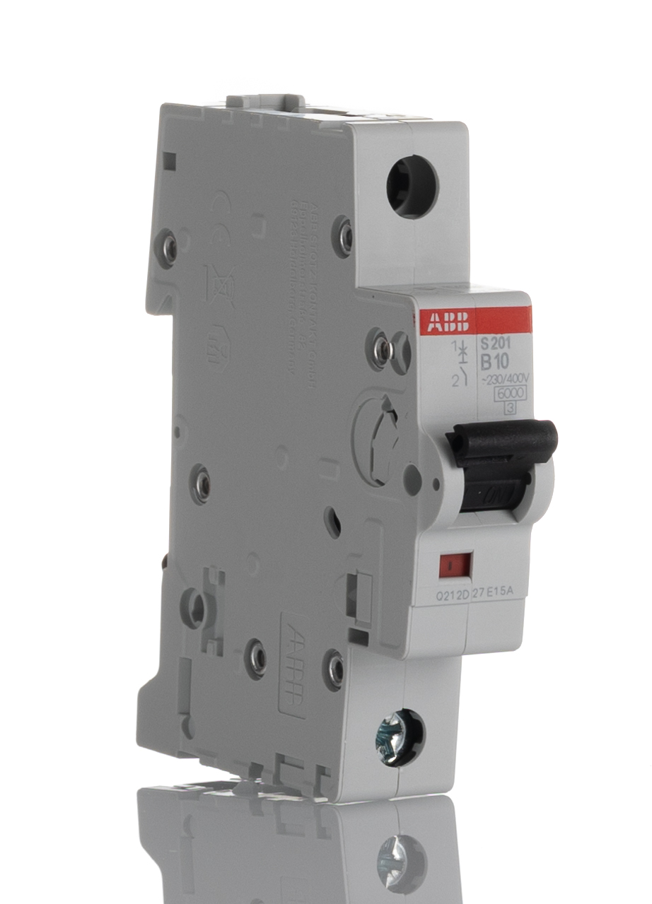 ABB System Pro M Compact S200 MCB, 1P, 10A Curve B, 230 V, 400 V AC, 10 kA Breaking Capacity