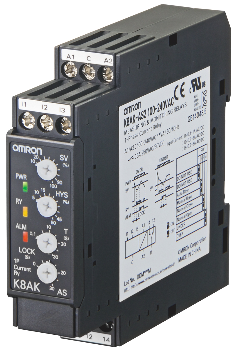 Omron Current Monitoring Relay, 1 Phase, SPDT, DIN Rail