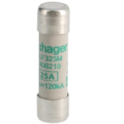 Hager 25A Cartridge Fuse, 10 x 38mm