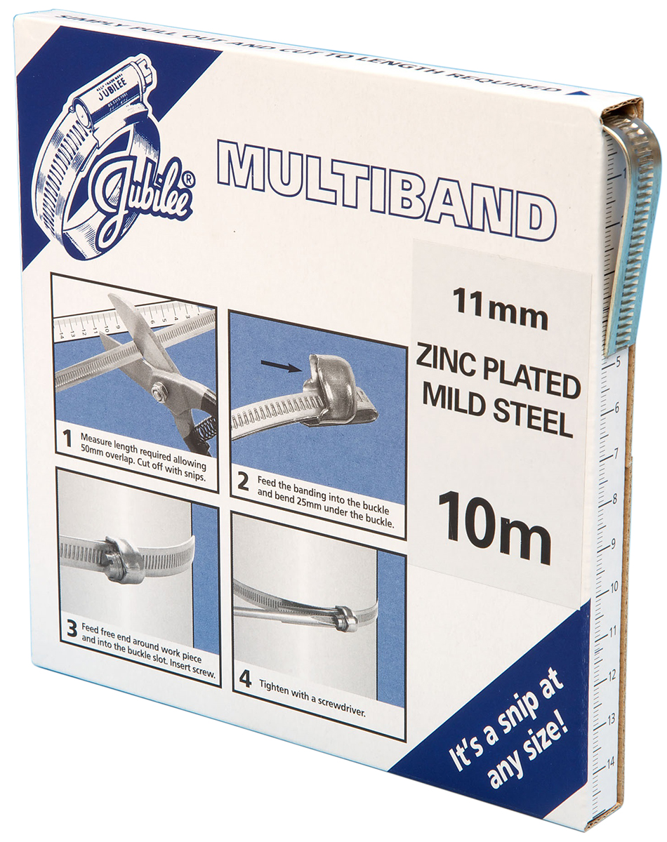 Jubilee 1 Piece Mild Steel Worm Drive Hose Clip Banding