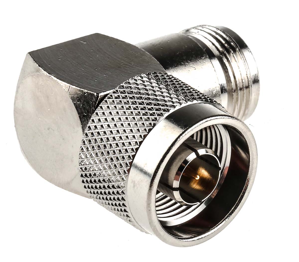 RS PRO Right Angle 50Ω RF Adapter N Plug to N Socket 11GHz