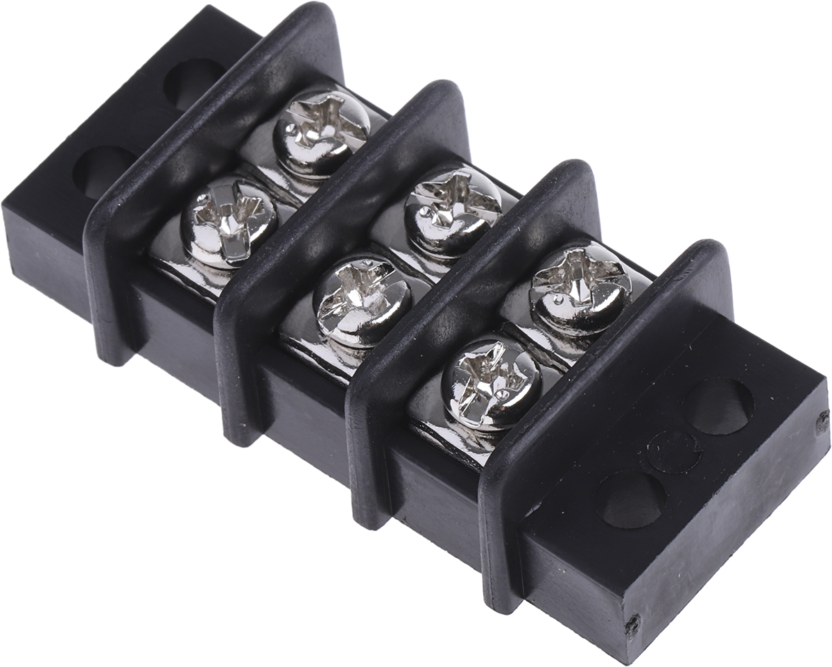 RS PRO Non-Fused Terminal Block, 3-Way, 20A, 12 AWG Wire, Screw Termination
