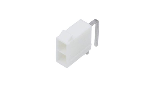 Molex Mini-Fit Jr Series Right Angle Through Hole PCB Header, 2 Contact(s), 4.2 mm Pitch, 2 Row, Shrouded