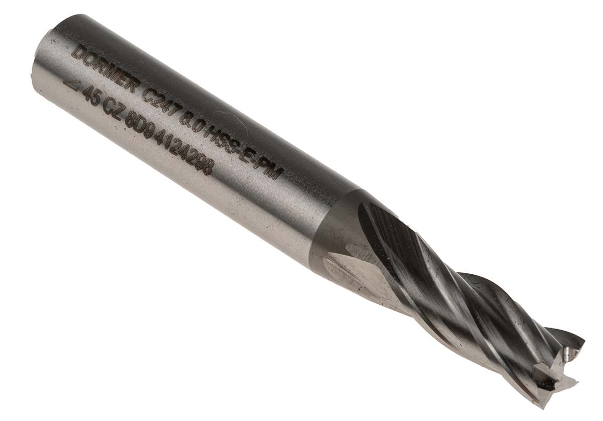 Dormer End Mill, 8mm Cutter, HSS, 10 mm Shank, 19mm Cut Length