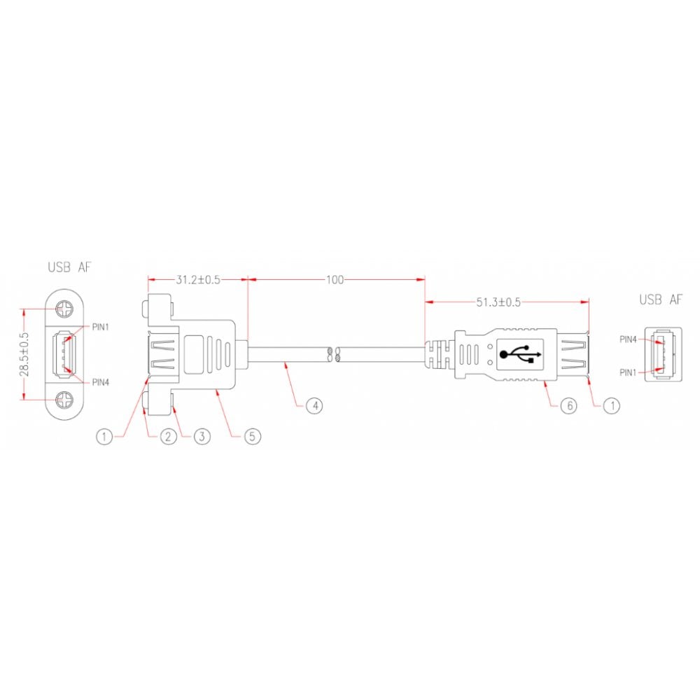 RS PRO USB 2.0, Female USB A to Female USB A, 480Mbps, 0.1m