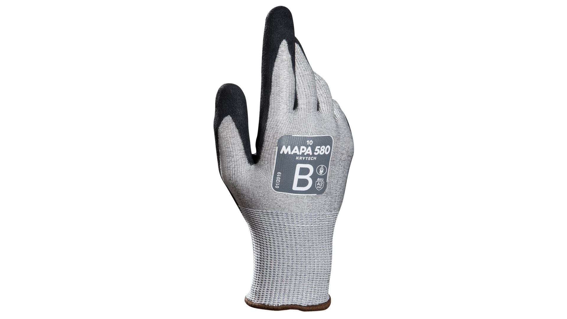 Mapa KRYTECH 580 Black, Grey High Density Polyethylene Nitrile Work Gloves, Size 11, Nitrile Coating