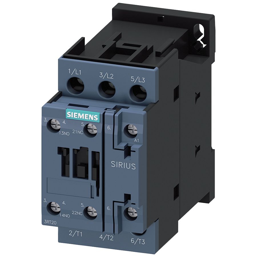 Siemens SIRIUS 3RT2 Contactor, 24 V Coil, 3-Pole, 32 A, 15 kW, 1 NO + 1 NC, 690 V