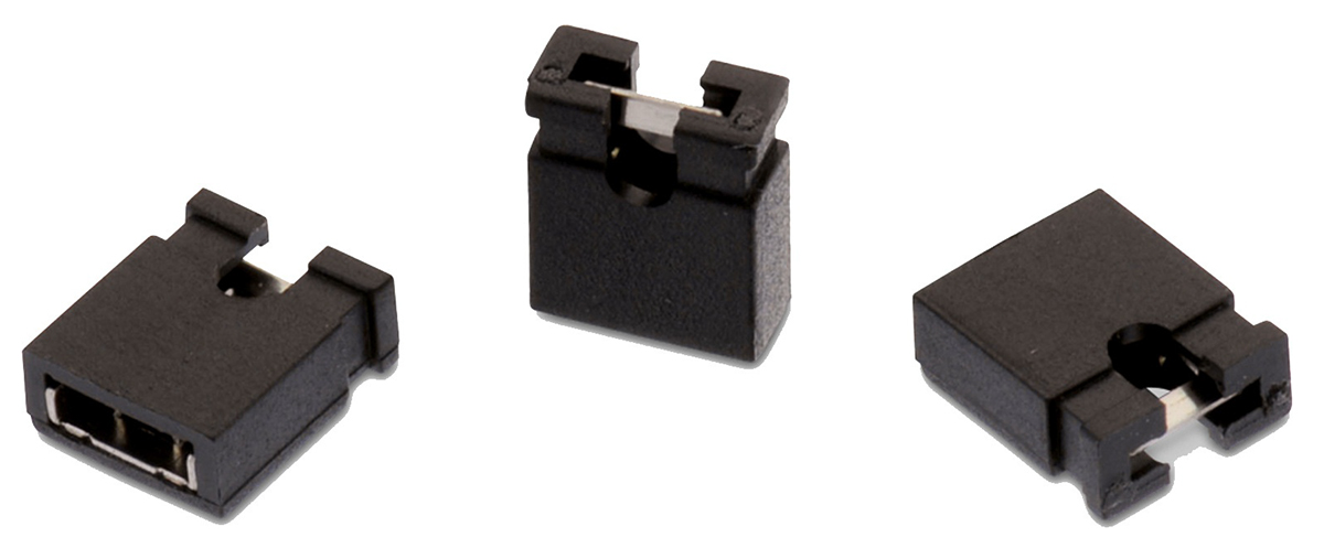 Wurth Elektronik Jumper Female Straight Black Open Top 2 Way 1 Row 2.54mm Pitch