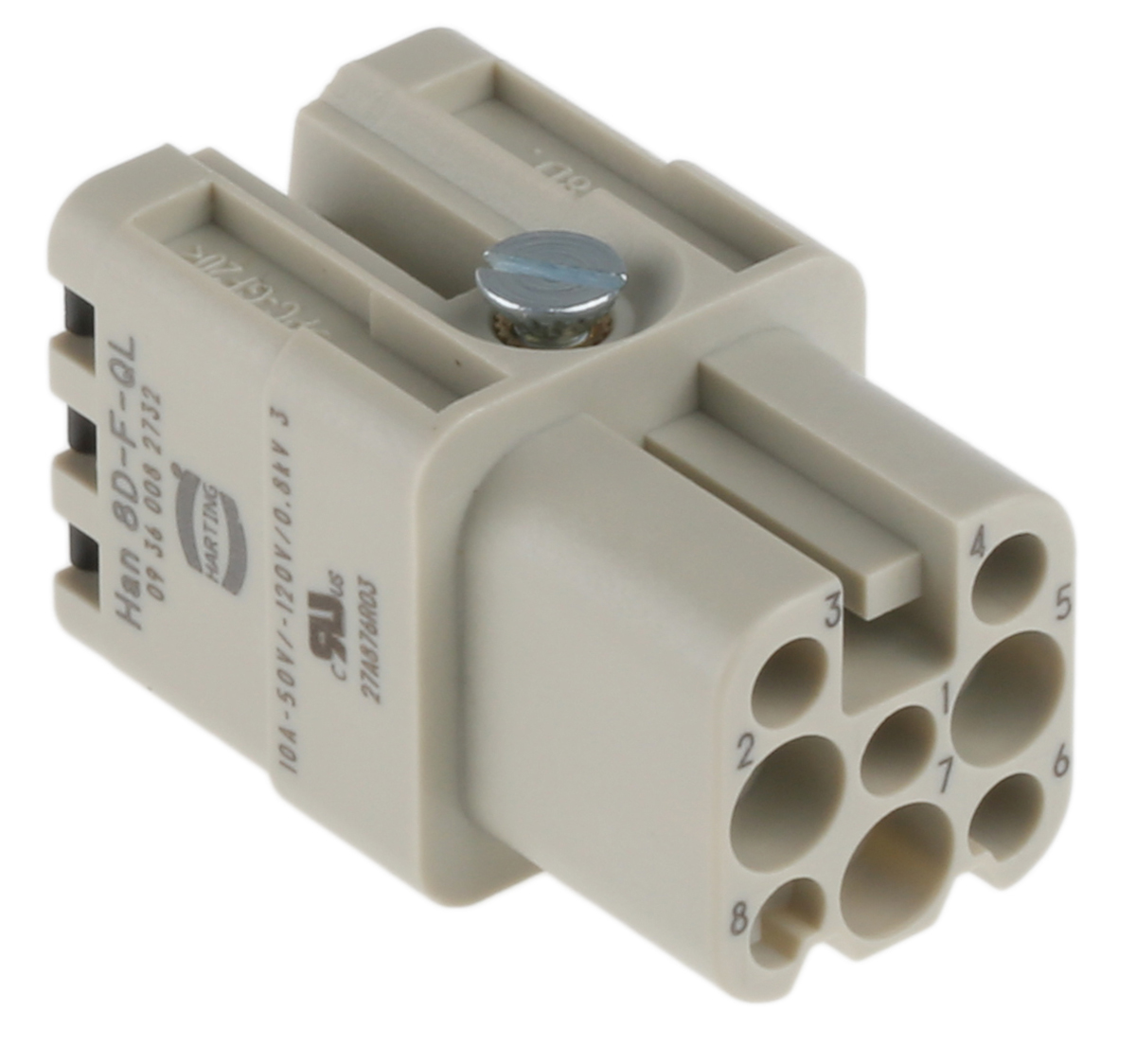 HARTING Heavy Duty Power Connector Insert, 10A, Female, Han D Series, 8 Contacts