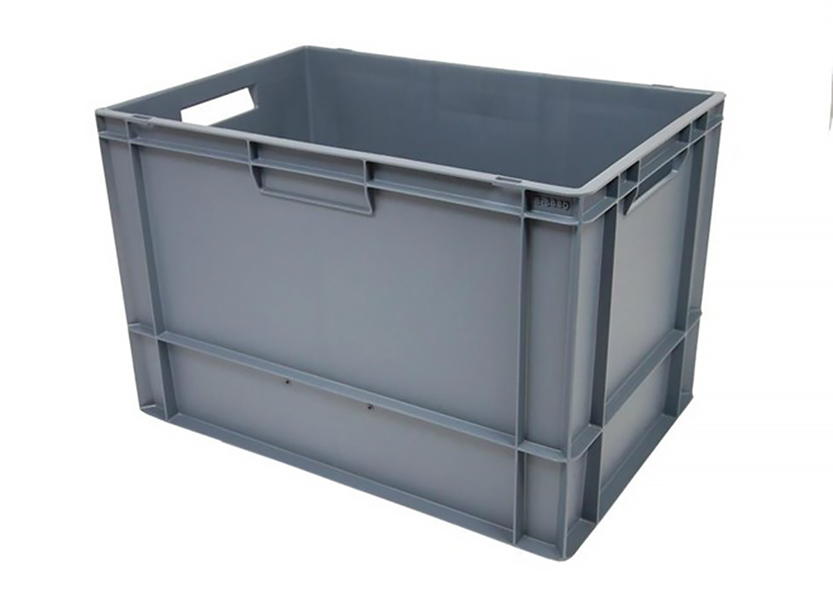 RS PRO 76L Grey PP Large Euro Containers, 400mm x 400mm x 600mm