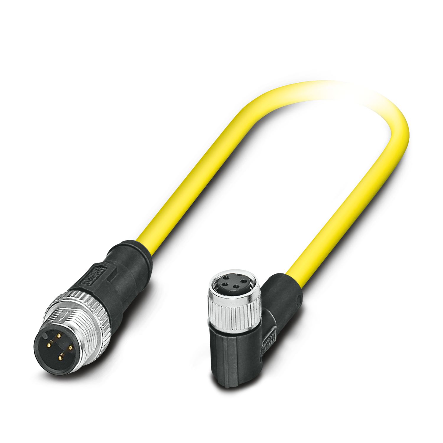 Phoenix Contact Female 4 way Straight Plug M12 to Male 4 way Angled Socket M8 Sensor Actuator Cable, 0.5 m