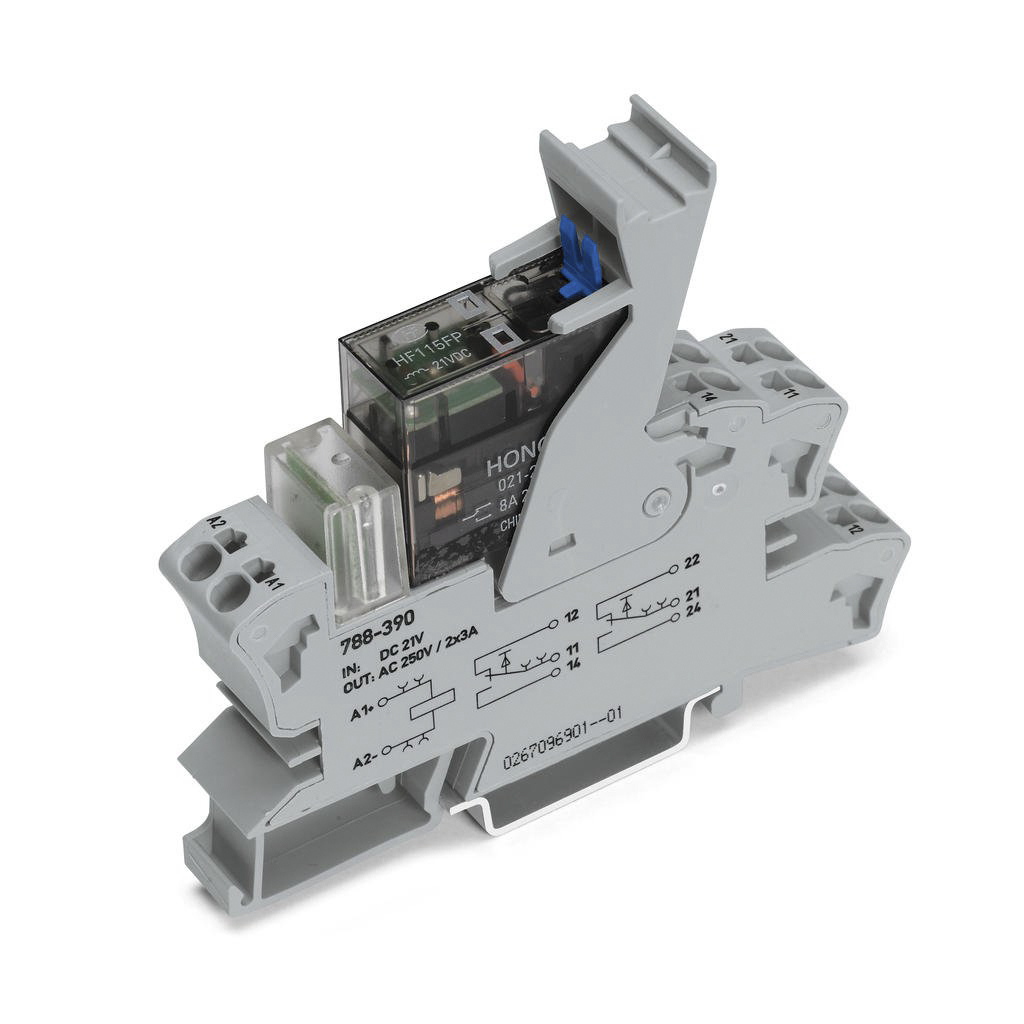 WAGO 788 Series Interface Relay, DIN Rail Mount, 24V dc Coil, DPDT, 2-Pole