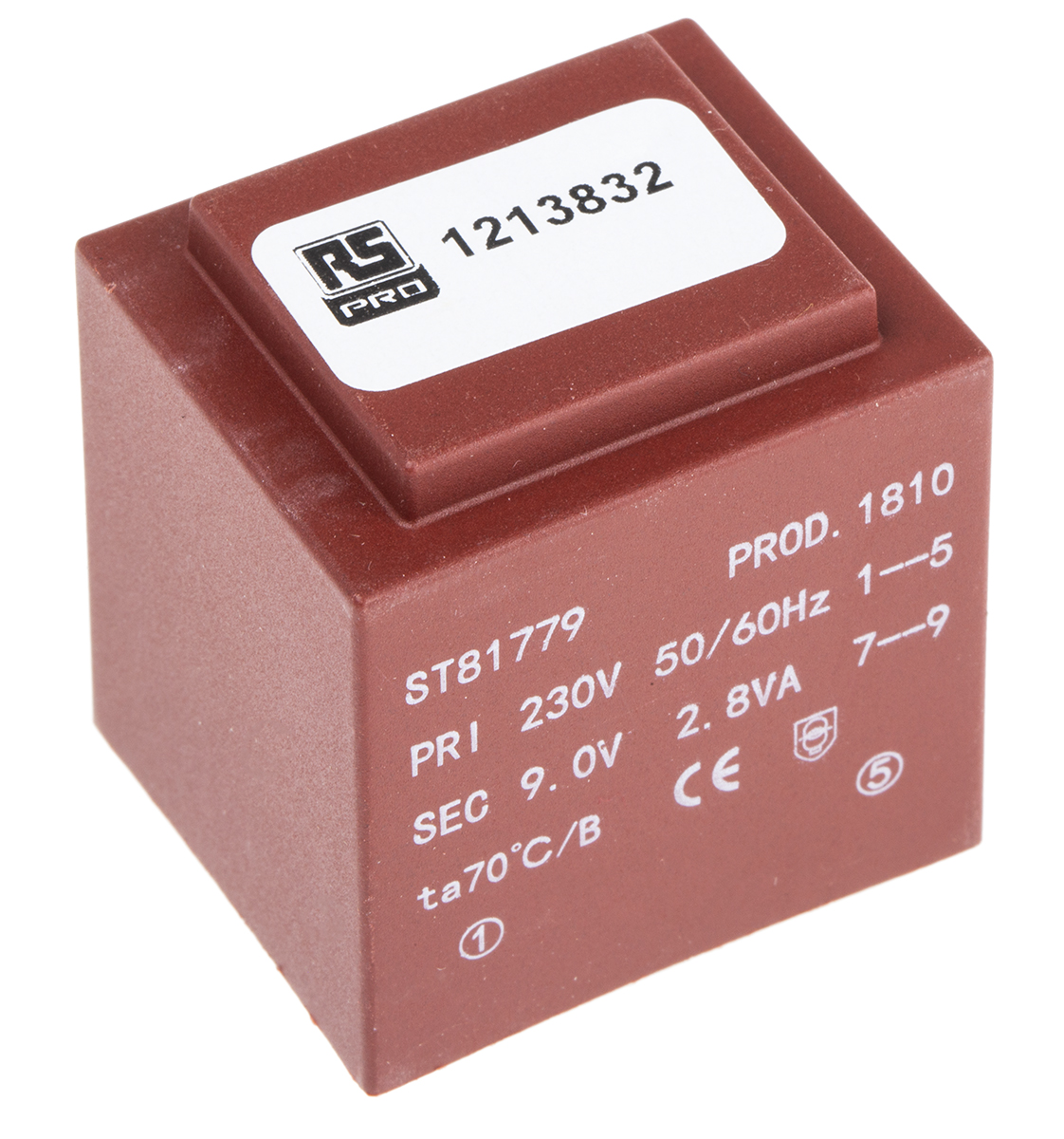 RS PRO 1 x 9V ac 1 Output PCB Mount PCB Transformer, 2.8VA