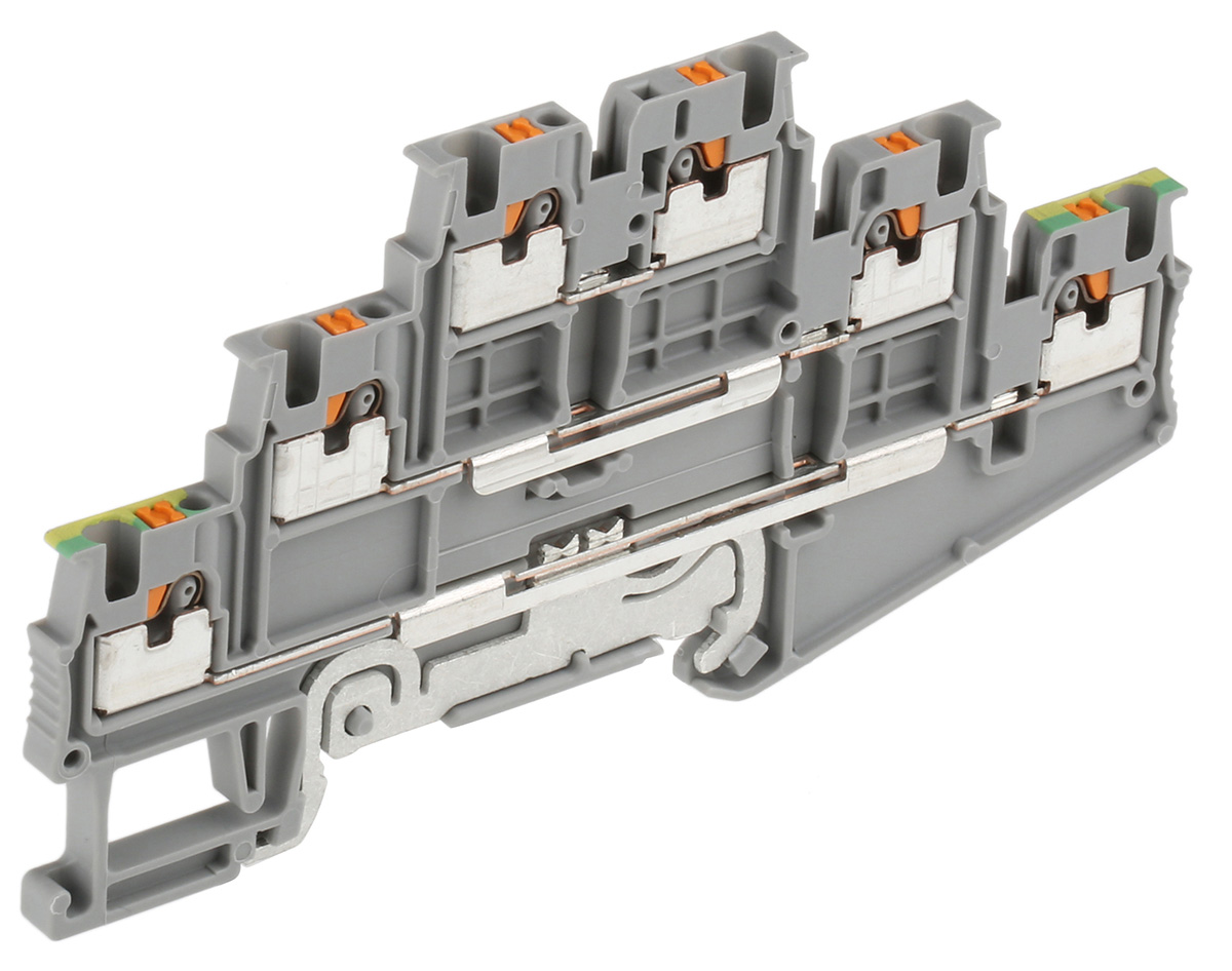 Phoenix Contact 3213768 PT 1.5/S-PE/L/L Series Grey, 0.14 → 1.5mm², Triple-Level, Push In Termination