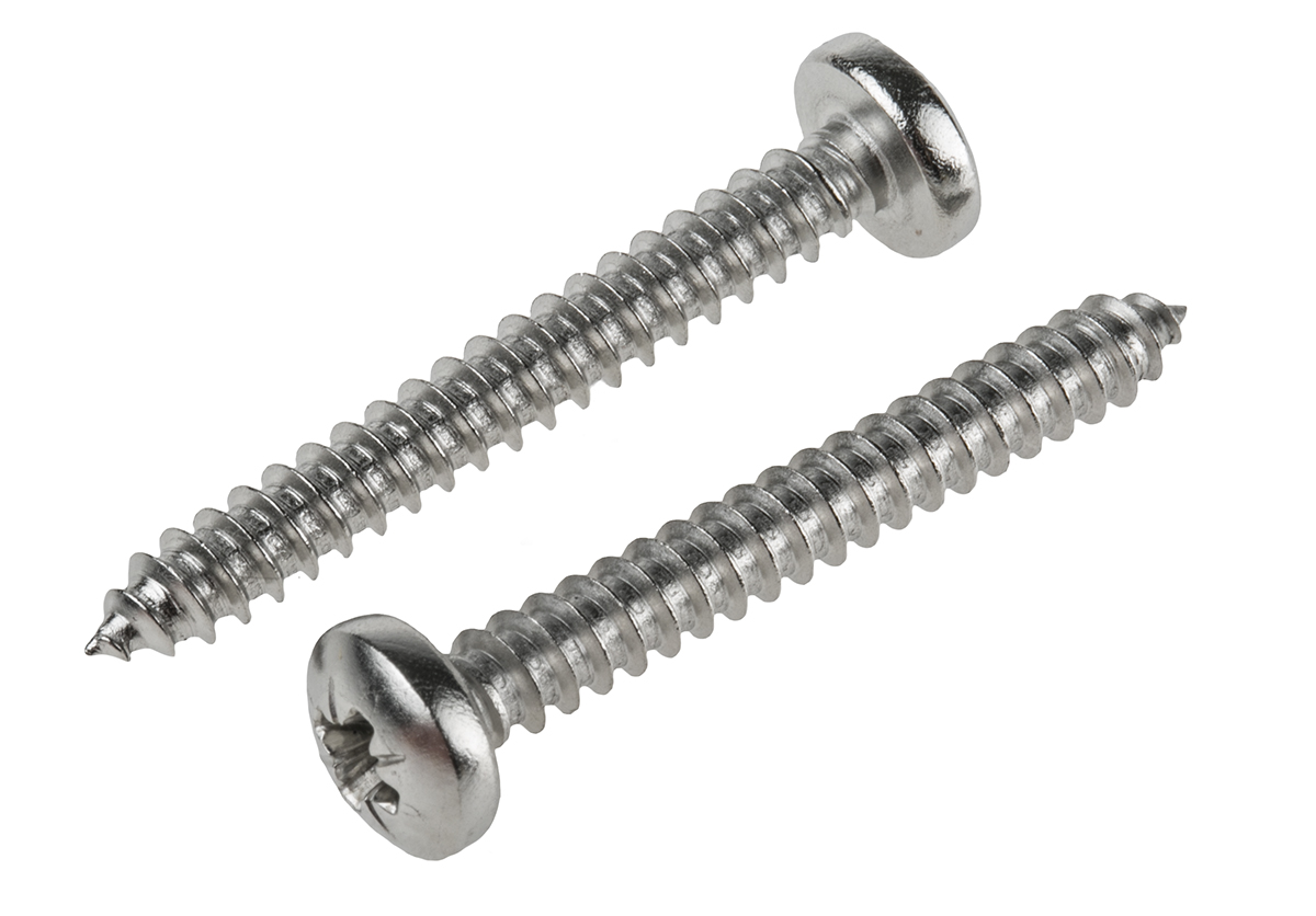 RS PRO Plain Stainless Steel Pan Head Self Tapping Screw, N°10 x 1.1/2in Long 38mm Long