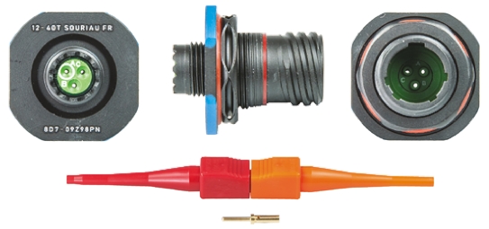 Souriau Sunbank by Eaton, 8D, Copper Alloy 3 Way Panel Mount MIL Spec Circular Connector Receptacle, Pin Contacts,Shell