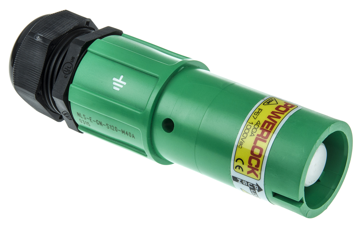 ITT Cannon, Veam Powerlock Green Cable Mount Industrial Power Plug, Rated At 400A, 1.0 kV