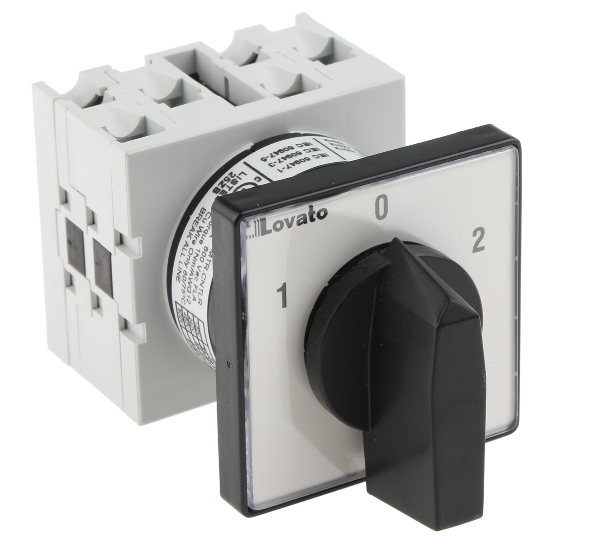 Lovato, DPDT 3 Position 60° Changeover Cam Switch, 690V ac, 20A, Knob Actuator