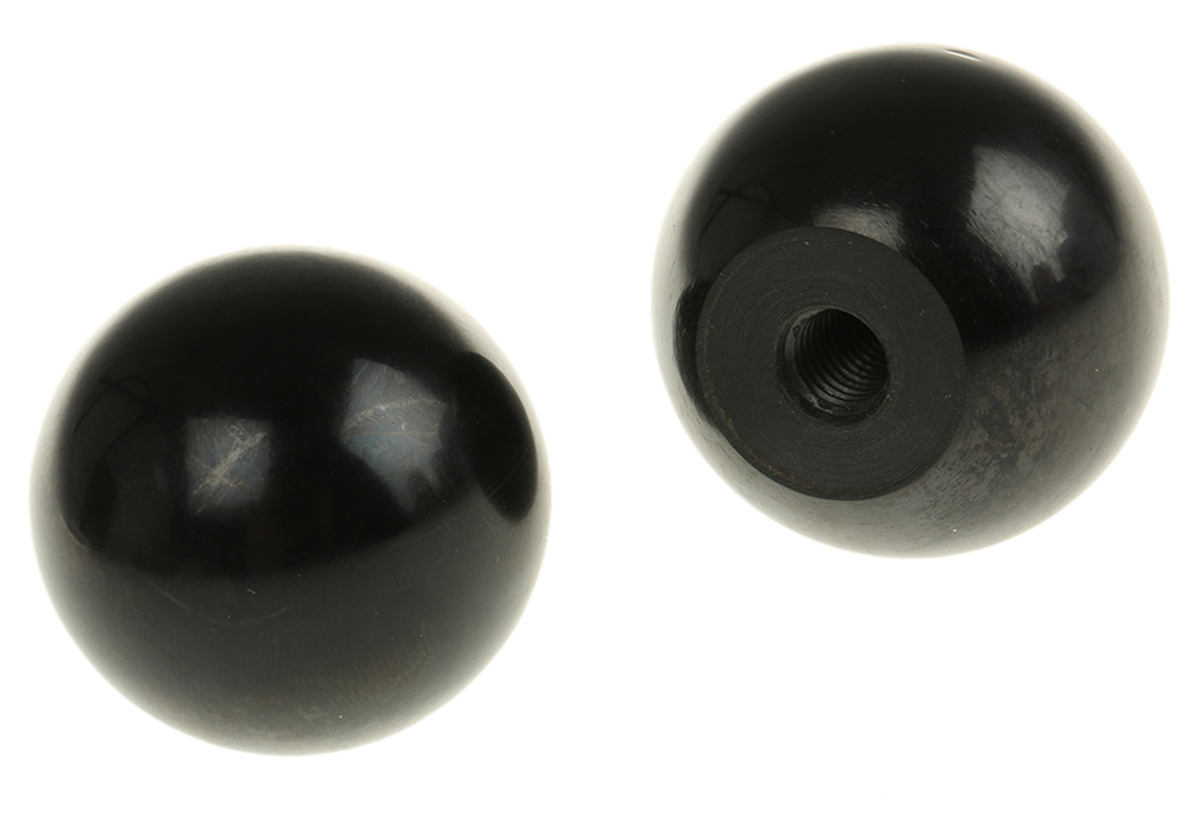 RS PRO Black Ball Clamping Knob, M8, Threaded Hole