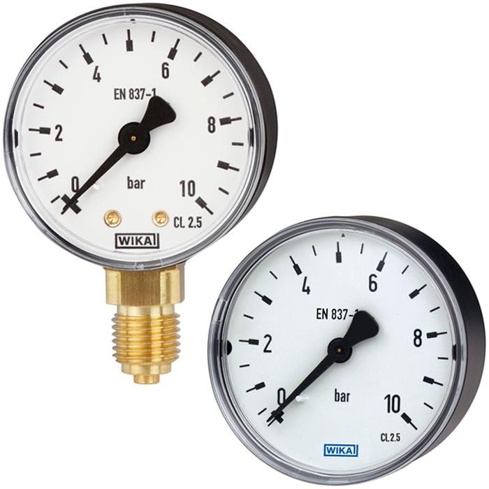 WIKA G 1/4 Analogue Pressure Gauge 40bar Back Entry 50mm Outside Diameter