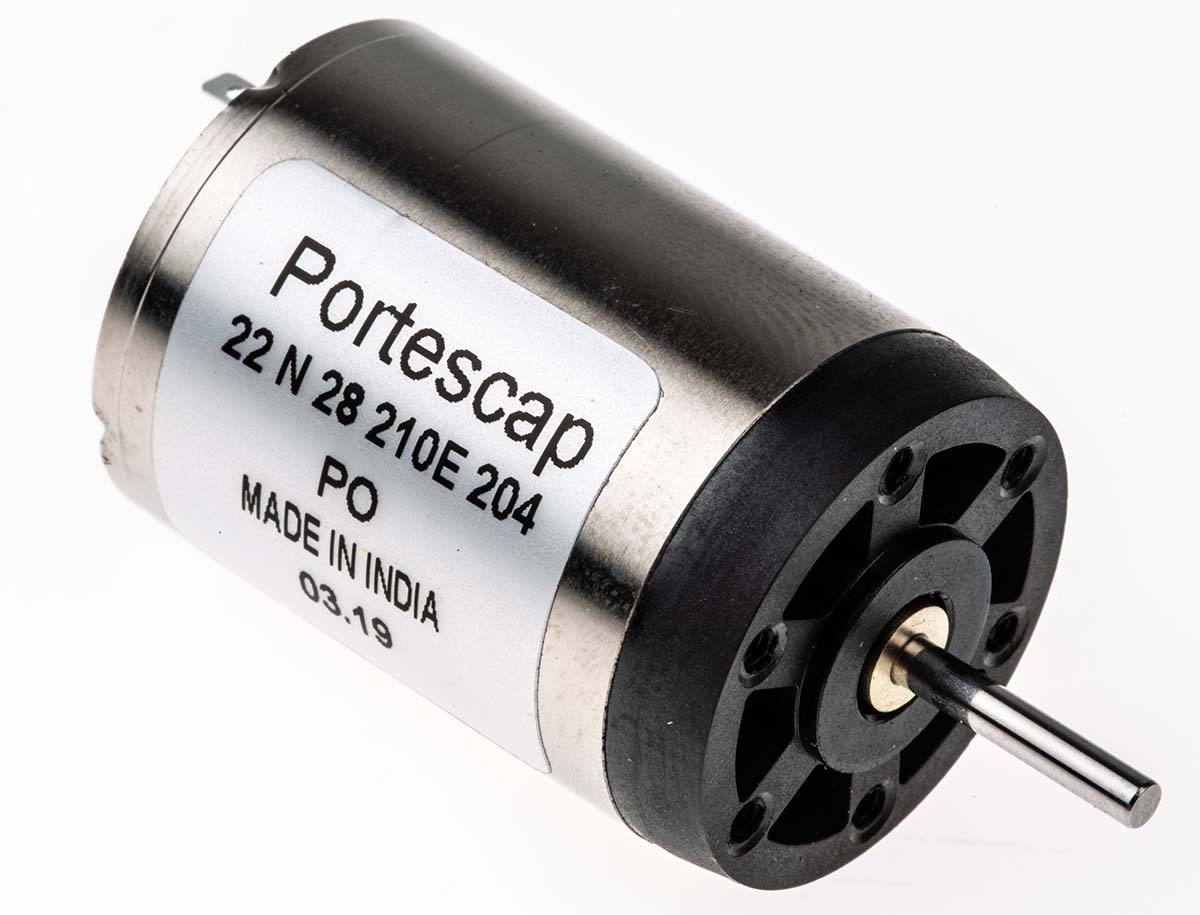 Portescap Brushed DC Motor, 3.8 W, 12 V dc, 7.3 mNm, 5900 rpm, 2mm Shaft Diameter