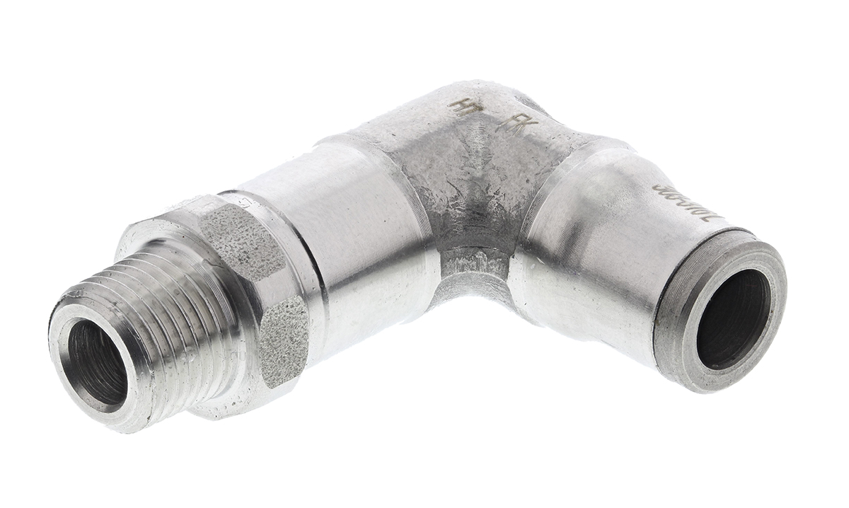 Legris LF3800 Series Elbow Threaded Adaptor, R 1/8 Male to Push In 6 mm, Threaded-to-Tube Connection Style