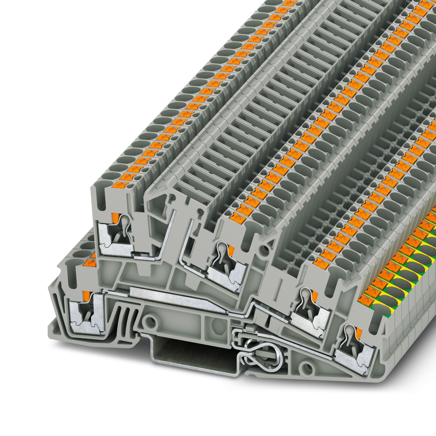 Phoenix Contact 3213960 PTI 2.5-PE/L/TG Series Grey, 4mm², Triple-Level, Push In Termination
