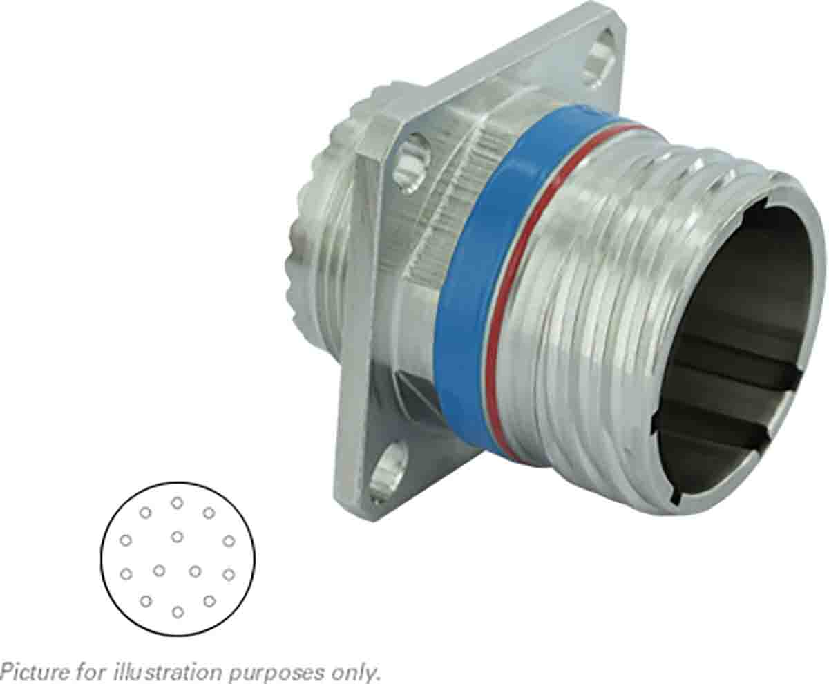 Souriau Sunbank by Eaton, 8D, Copper Alloy 13 Way Panel Mount MIL Spec Circular Connector Receptacle, Pin
