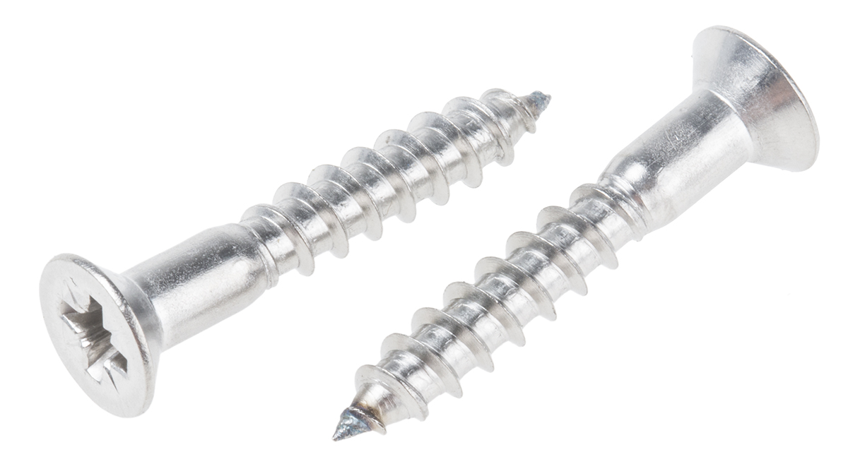 RS PRO Pozidriv Countersunk Stainless Steel Wood Screw, A2 304, 5mm Thread, 30mm Length