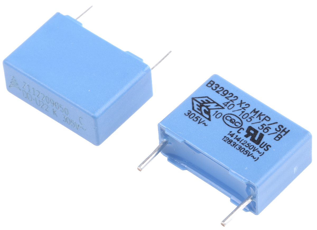 EPCOS B32922C Polypropylene Film Capacitor, 305V ac, ±10%, 220nF, Through Hole
