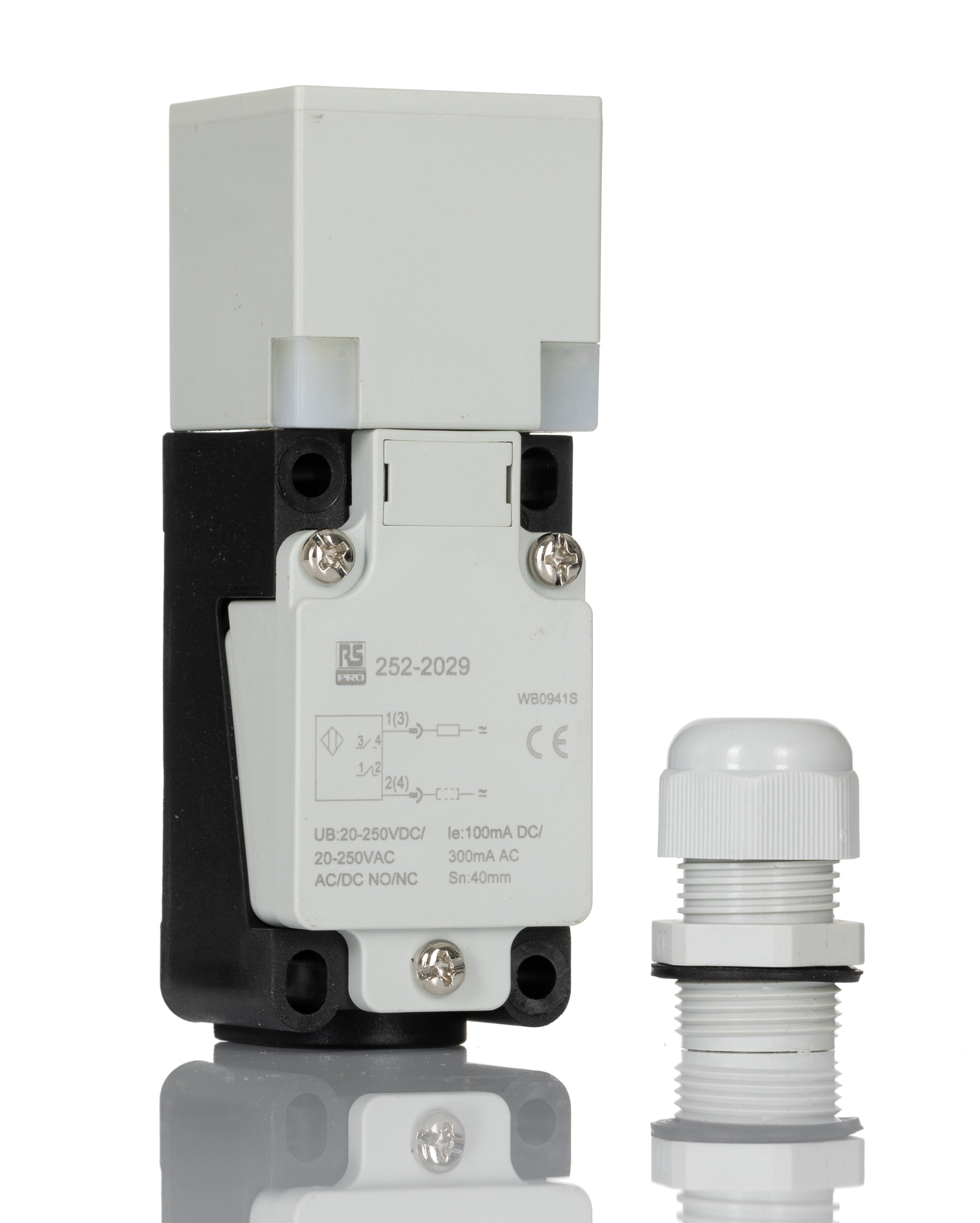 RS PRO Inductive Block Proximity Sensor, 40 mm Detection, 2-Wire NO/NC, 20 → 250 V ac/dc, 20 → 250 V ac/dc