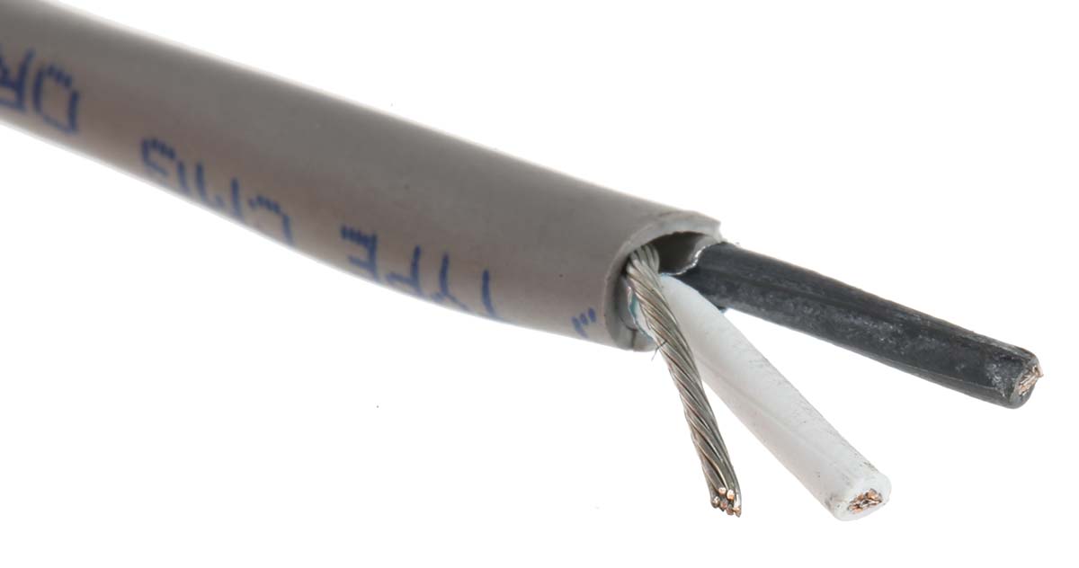 Alpha Wire Alpha Essentials Communication & Control Control Cable, 2 Cores, 0.81 mm² 18 AWG, Screened, 100 m, Grey