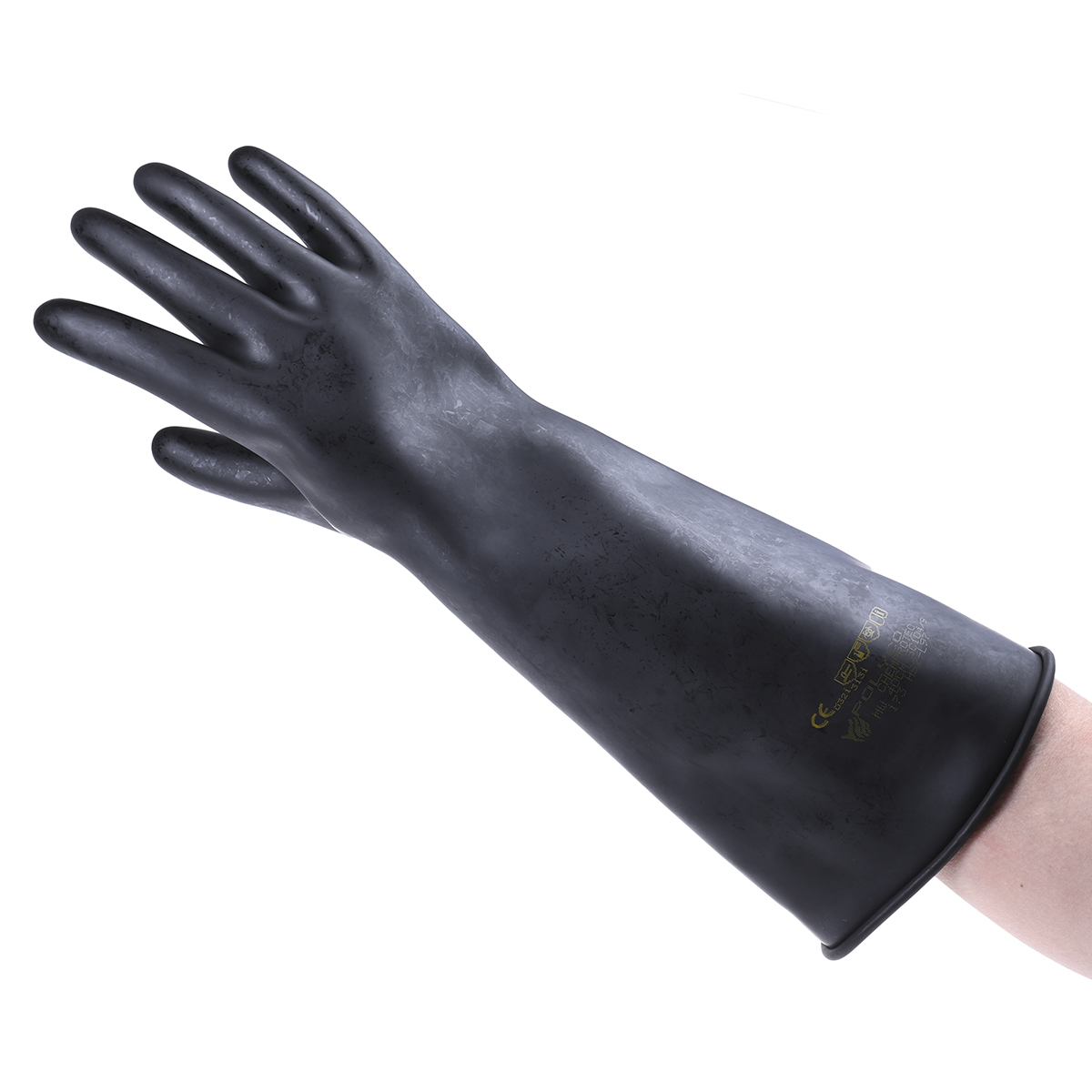 Polyco Healthline Chemprotec Black Rubber Work Gloves, Size 9, Latex Coating