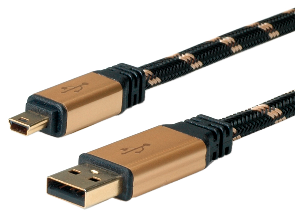 Roline USB 2.0, Male USB A to Male Mini USB B, 3m