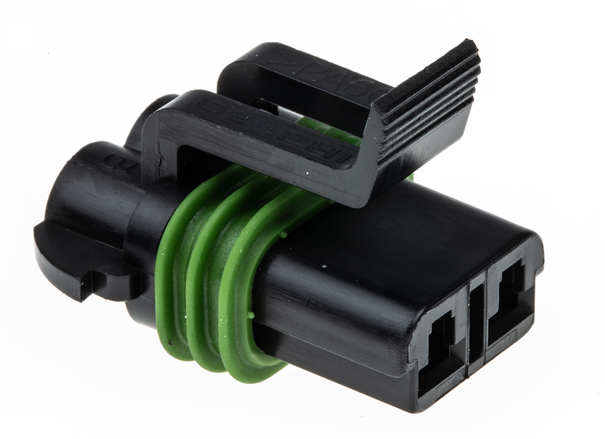 Delphi, Metri-Pack 280 Automotive Connector Socket Black Cable Mount 2 Way, Crimp Termination 15300027