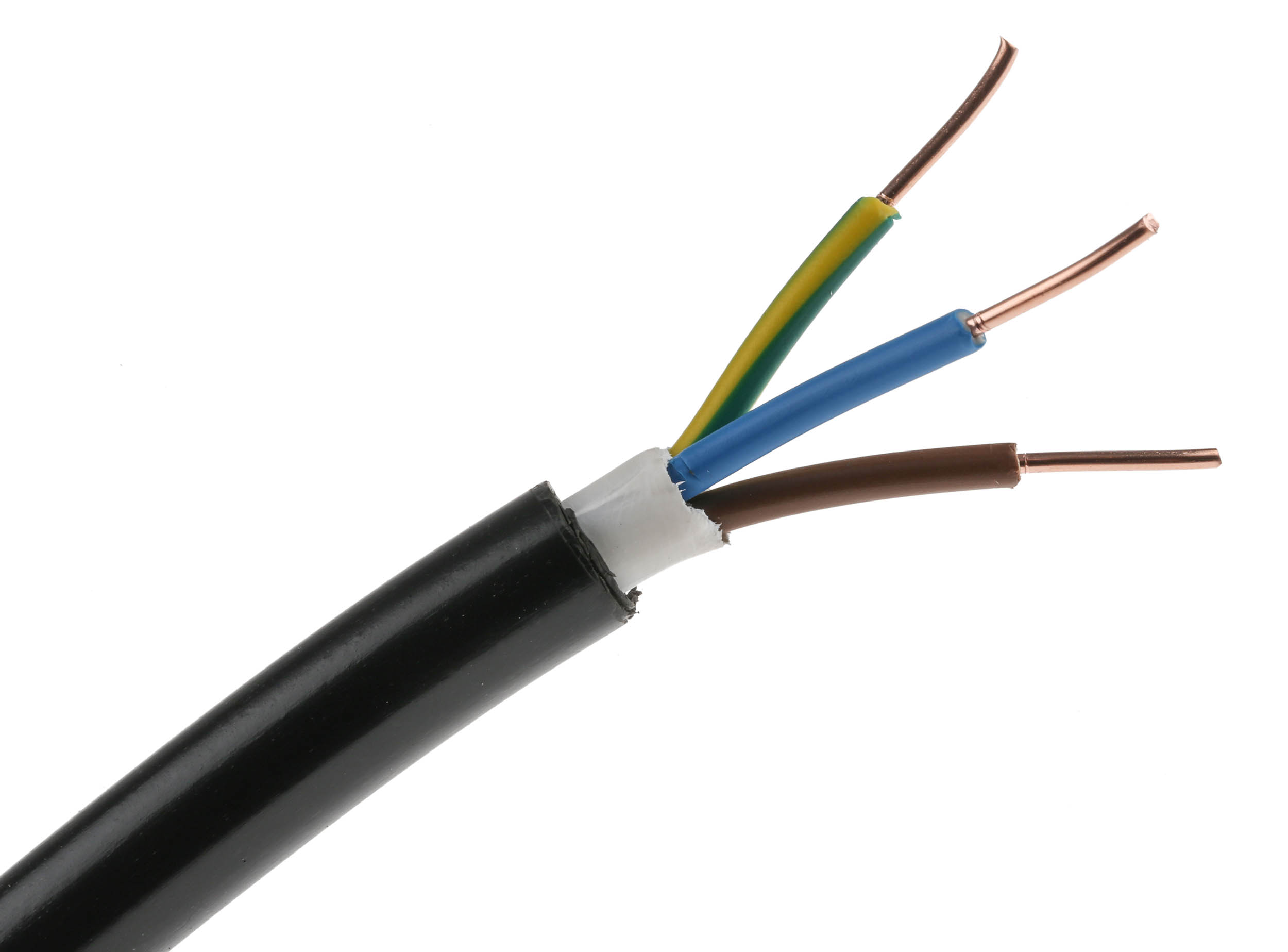 RS PRO NYY-J 1.5 mm² 3 Core Power Cable, Black PVC, 50m