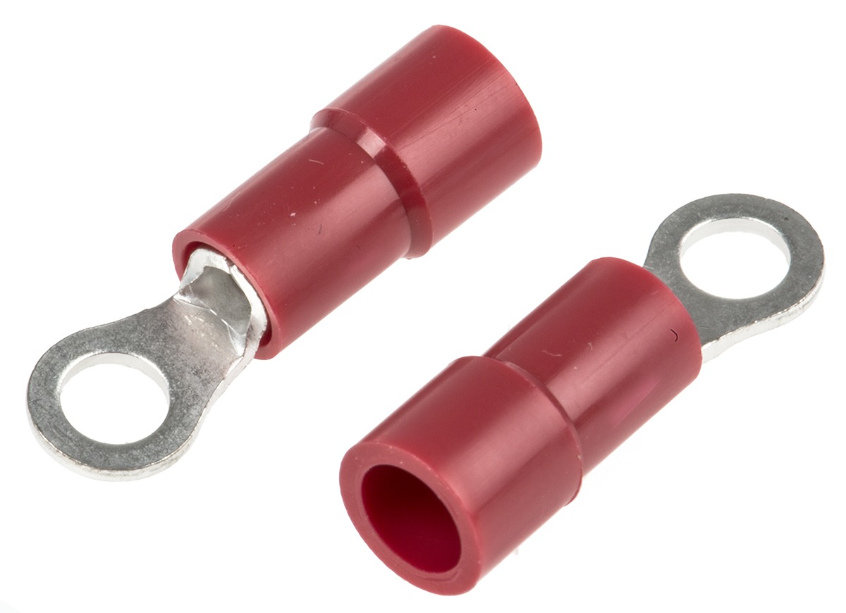 RS PRO Insulated Ring Terminal, M3 Stud Size, 0.5mm² to 1.5mm² Wire Size, Red