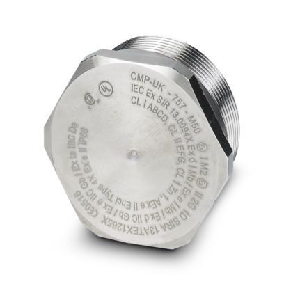 Phoenix Contact Stopping Plug, M63, Nickel Plated Brass, 63mm Diameter, Threaded