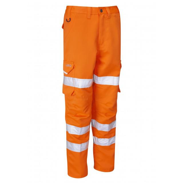 Leo Workwear CL01-O Orange Hi Vis Trouser Hi-Vis, Stain Resistant, Waterproof 114 to 122 cm 114 to 122 cm Leg Length