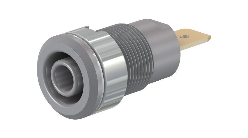 Staubli Grey Socket Banana Connector, 4 mm Connector, Faston Terminal Termination, 32A, 1kV, Gold Plating